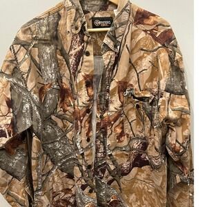 Outfitters Ridge Camo Hunting Shirt Cotton Long Sleeve Outdoor Workwear Size XL